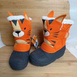 Cat & Jack Kids Tiger Winter Boots Kids Size 12 – Faux Fur Insulated Snow Boots